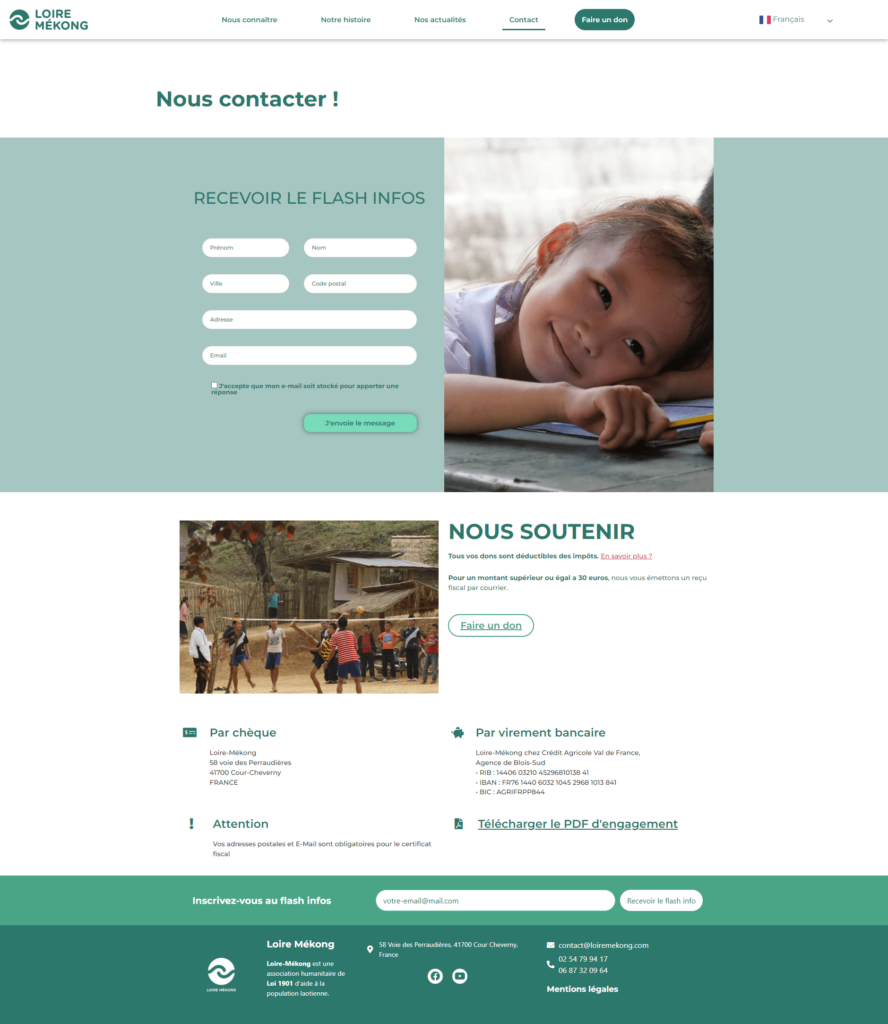 Page nous contact loire mekong Alan perrichon Webdesigner développeur Intégrateur Web Blois